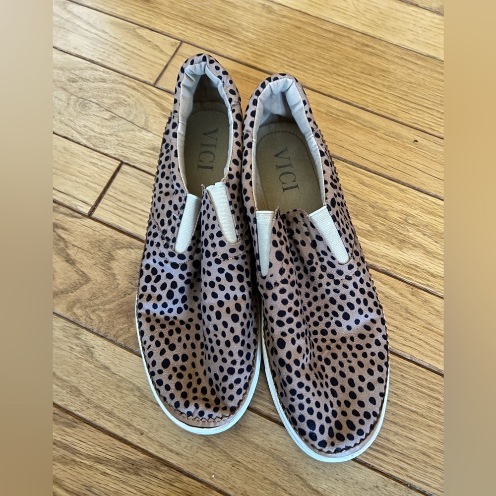 VICI - Brown and Black Polka Dot Slip-On Shoes